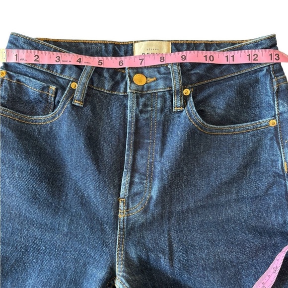 Sezane Brut Sexy Women’s Jeans 25 Tapered Straight Mid Rise Dark Blue Wash EUC - Picture 9 of 10